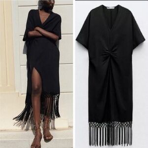 Elegant Black Fringe Dress